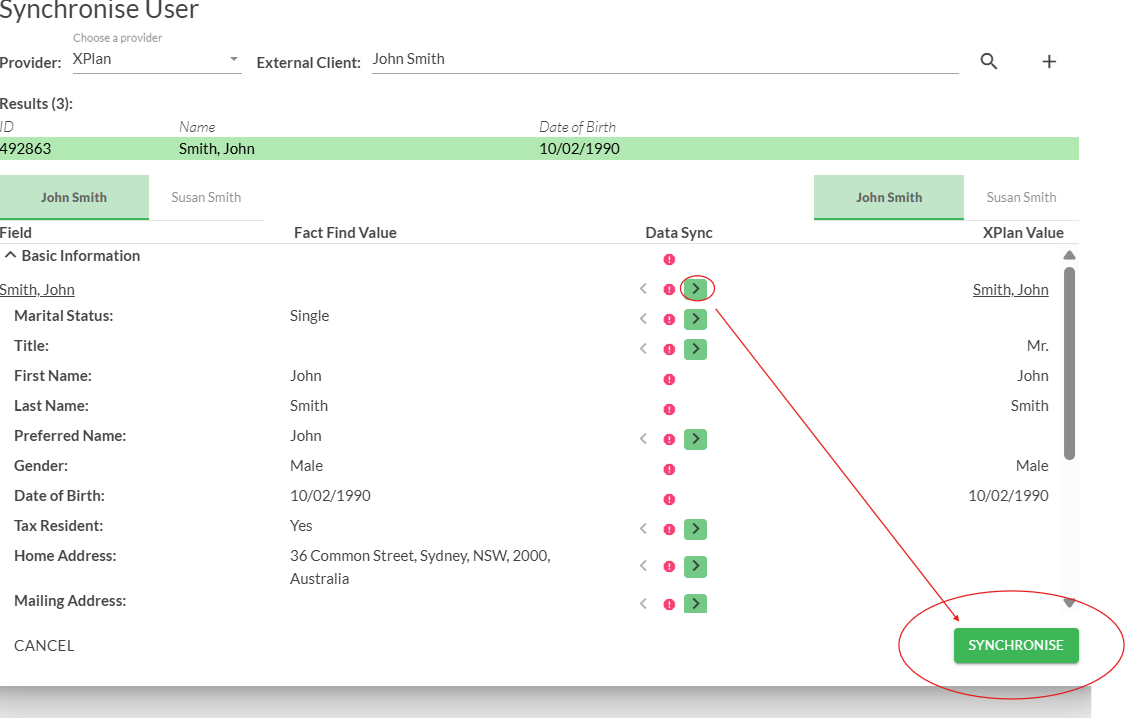 Screenshot 6 for Transferring Moneysoft Partner Fact Find information to XPlan