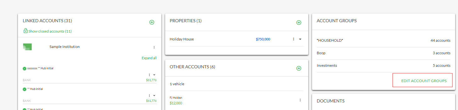 How do I create and change and Account Group Screenshot 1