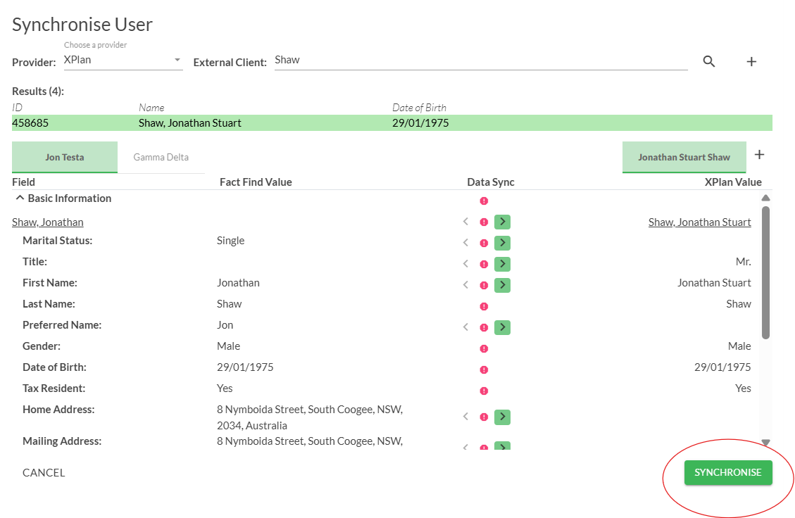 Screenshot 5 for Transferring Moneysoft Single Fact Find information to XPlan