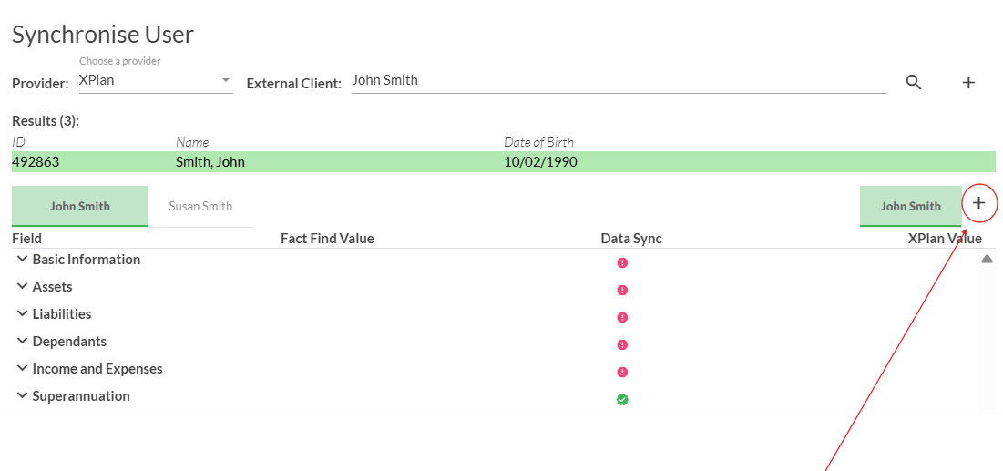 Screenshot 3 for Transferring Moneysoft Partner Fact Find information to XPlan
