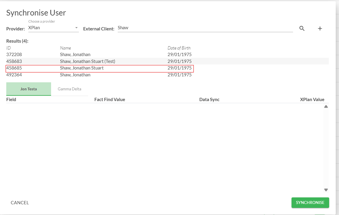 Screenshot 2 for Transferring Moneysoft Single Fact Find information to XPlan