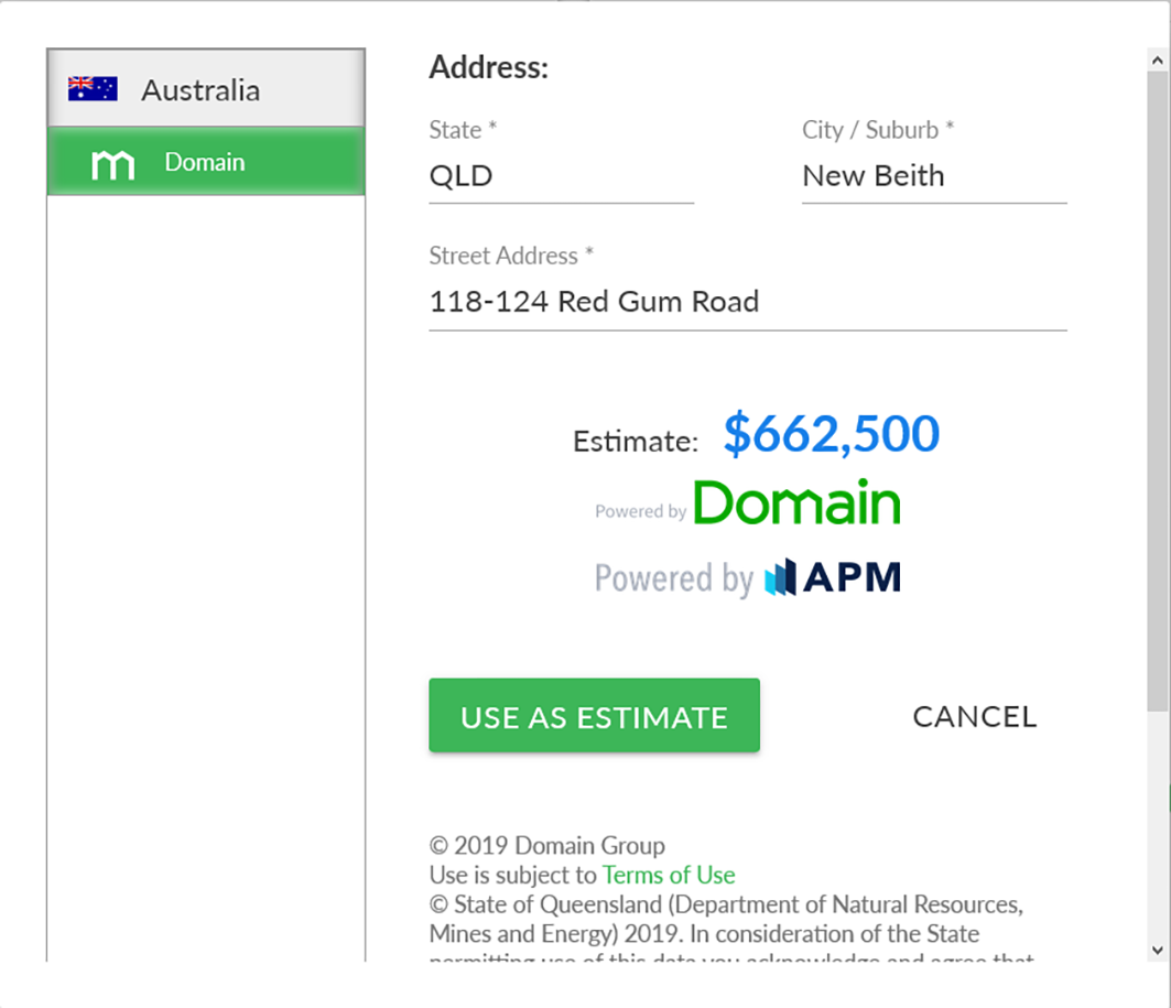 Estimate Value Window