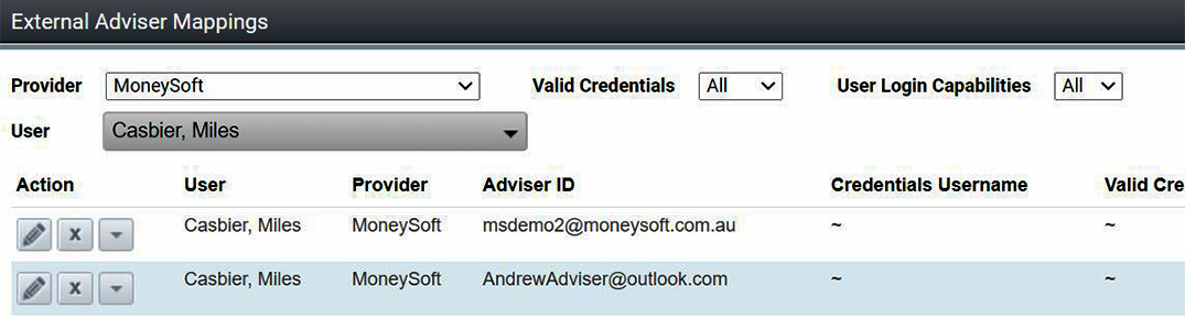 External Adviser Mappings