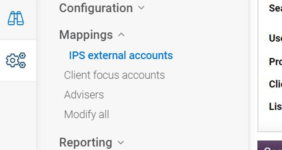 IPS External Accounts Menu IPS External Accounts Menu