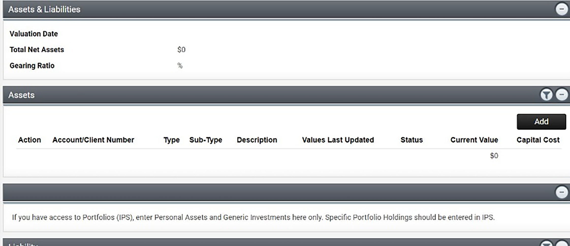 Assets and Liabilities Assets and Liabilities