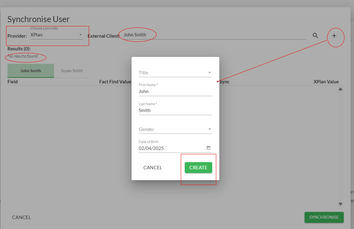 Screenshot 2 for Transferring Moneysoft Partner Fact Find information to XPlan