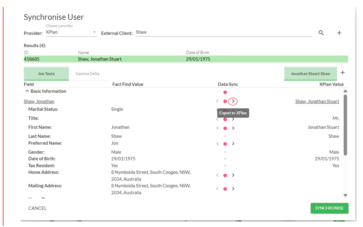 Screenshot 4 for Transferring Moneysoft Single Fact Find information to XPlan