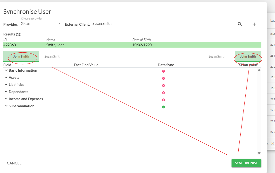 Screenshot 5 for Transferring Moneysoft Partner Fact Find information to XPlan