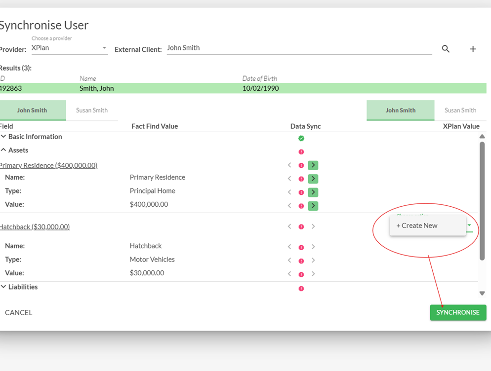 Screenshot 7 for Transferring Moneysoft Partner Fact Find information to XPlan